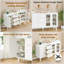 Buffet Farmhouse Buffet, rangement en bois rustique blanc de 55,5 pouces de largeur avec 3 tiroirs et portes escamotables, organisateur de bar à café pour la salle à manger, la cuisine et le salon-1826674351