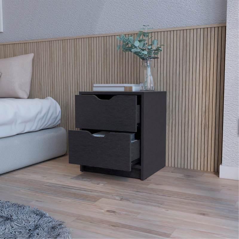 Table de chevet 2 tiroirs Wenge, Wengé