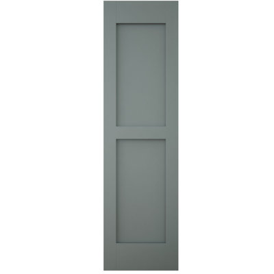 18"W x 84"H Americraft Two Equal Flat Panel Exterior Real Wood Shutters (Per Pair), w/ Aluminum Shutter Caps, Ocean Swell