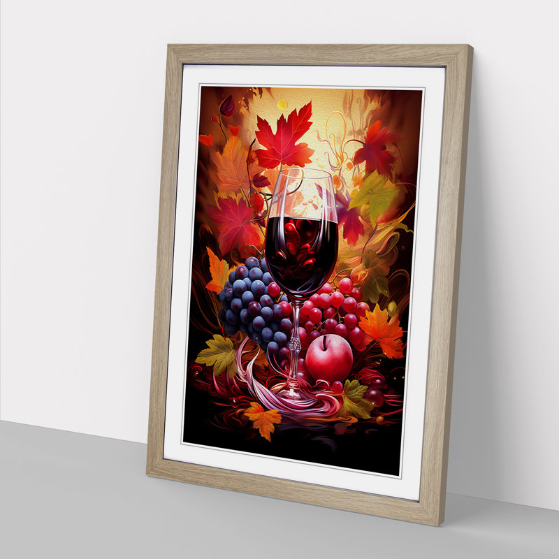 Wine Digital - Framed Print, 34cm H x 25cm W x 2cm D, Oak 