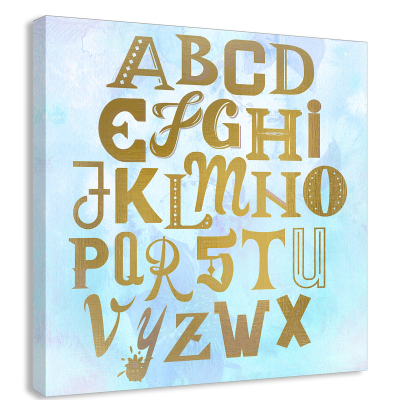 Art sur toile Abc, H 16 po x l 16 po x P 1,5 po, Bleu