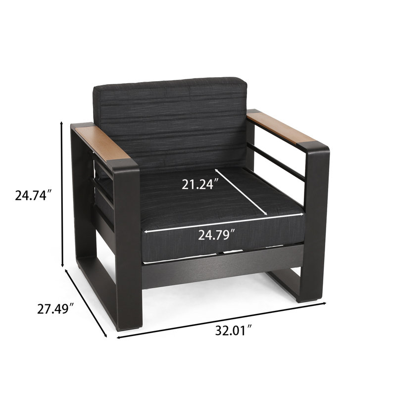 Chaise longue d'extérieur pour l'extérieur avec coussins et structure en aluminium robuste pour le salon, le balcon, le café et l'hôtel
