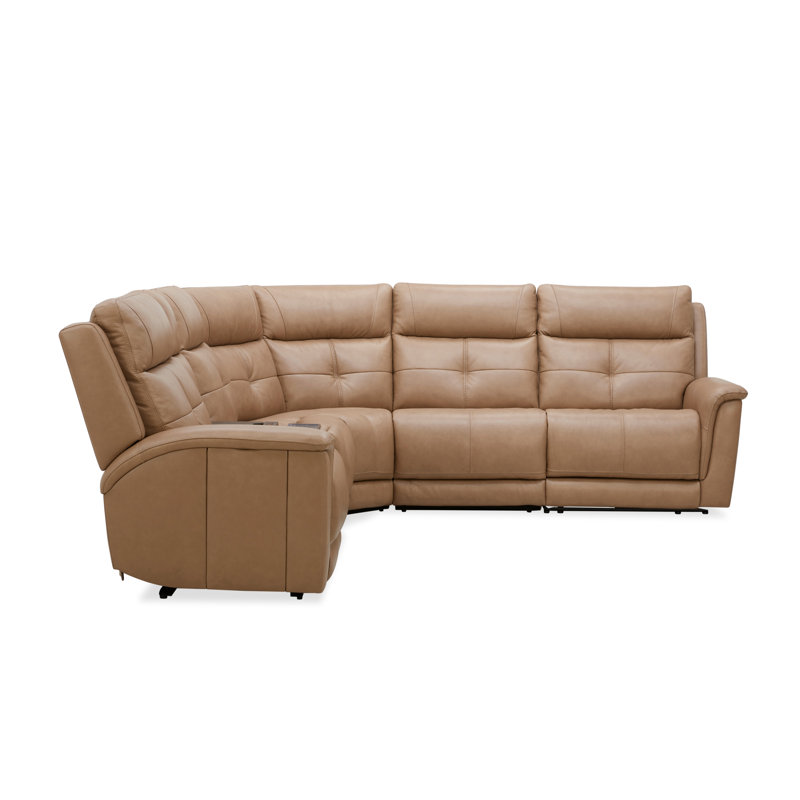 Ranger 6 Piece Power Reclining Sectional, Brown Full Grain Leather