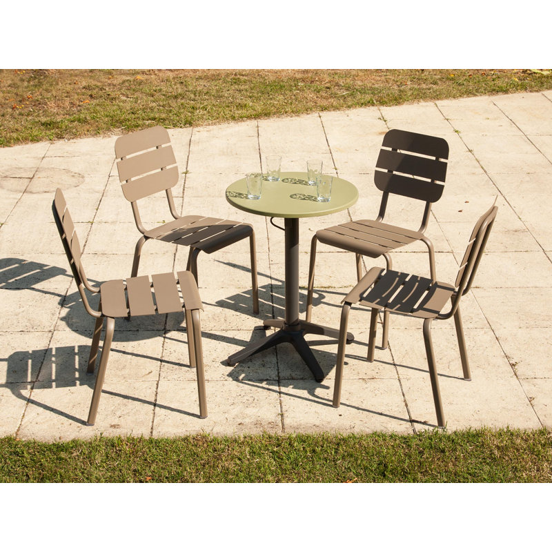 Aule Round Metal Folding Outdoor Bistro Table , 55.5cm cm W 55.5cm cm D, Reed green
