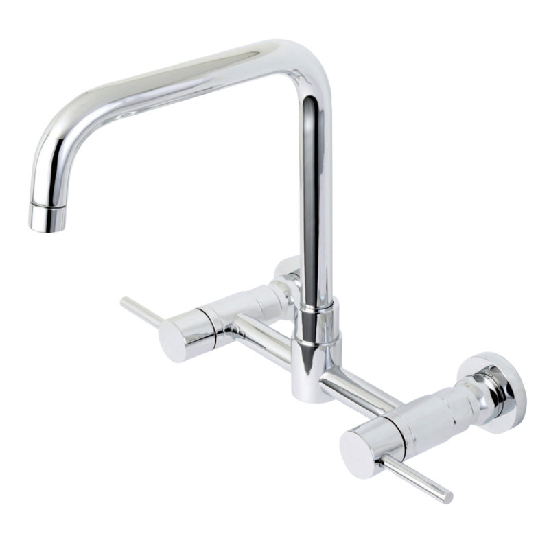 Kingston Brass Concord Double-Handle 2-Hole Wall-Mount Bridge Kitchen Faucet, Polished Chrome