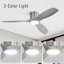 Ventilateur de plafond encastré 3 pales 52 pouces avec lumières DEL et télécommande Shandi-153535879