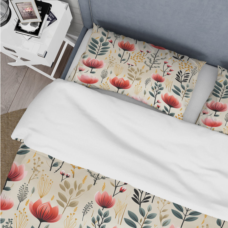 Ensemble de housse de couette Artistic Essence Floral, Housse de couette simple + 1 taie décorative stan