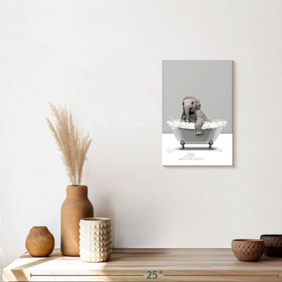 Bathtub Animal Elephant Silver Canvas Print
