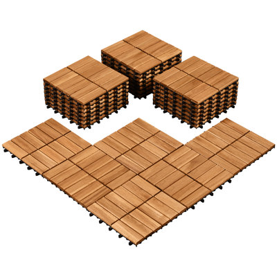 12.5? W × 12.5? L Wood  Flooring Tiles for Outdoor & Indoor