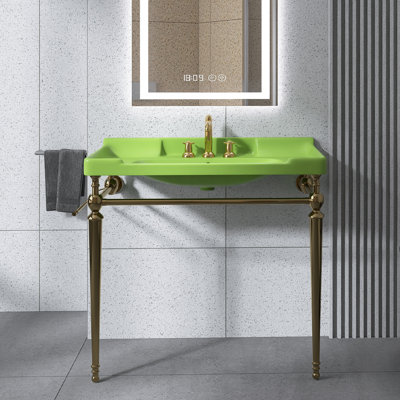 36 In.W X 18 In.D X 39 In.H Single Sink Freestanding Bath Vanity In Gold With Console Sink