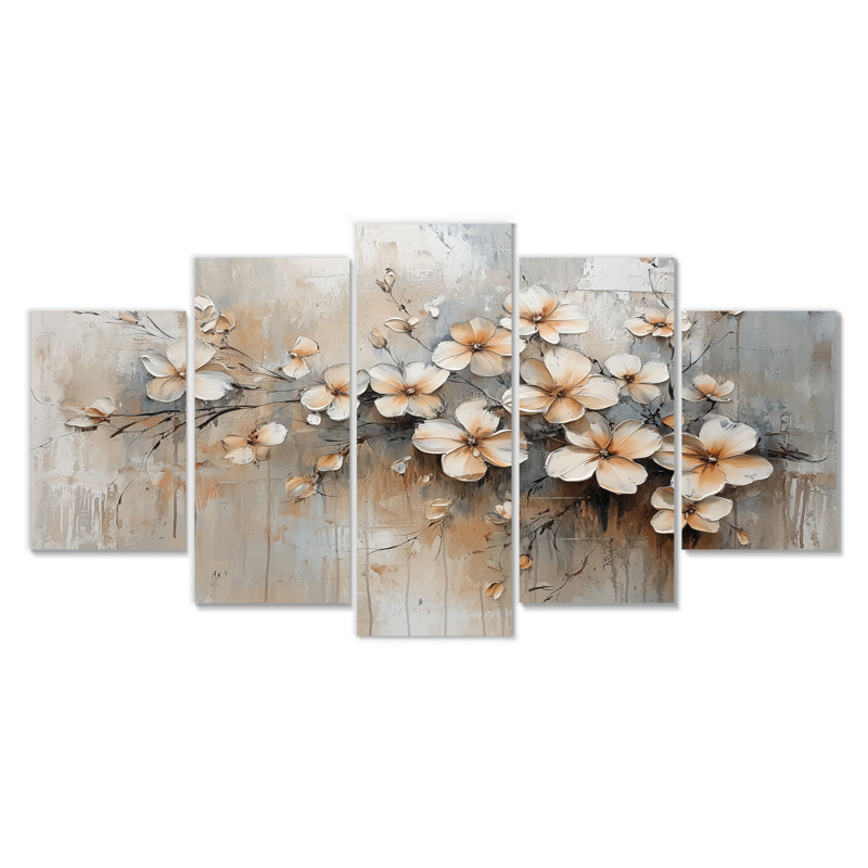 Bangor - Violets Wall Art - ensemble d'art mural traditionnel 5 pièces