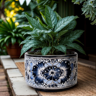 Desert Bloom Planter - Blue & White