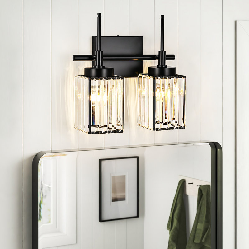 Edgars Modern Crystal Dimmable Vanity Light, Black, 2