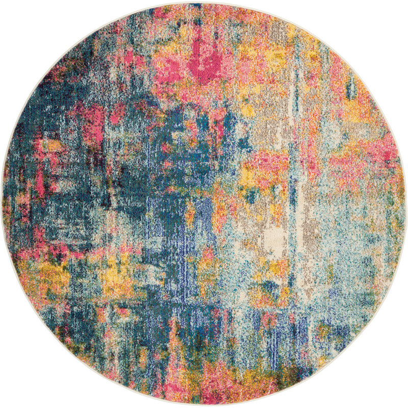 Velva Abstract Indoor Rug, Round 5'3"