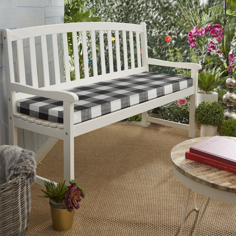 Outdoor 3'' Bench Seat Cushion, 3" H x 48" W x 19" D, Black/White