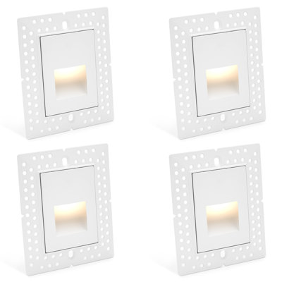 Marchepieds verticaux à DEL sans garniture LUXRITE, 5CCT 2700K / 3000K / 3500K / 4000K / 5000K, 3W, 90LM, CRI90, à intensité variable, faisceau 110 °, escalier 120V, IP65, éclairage intérieur / extérieur, homologué ETL, blanc (paquet de 4)