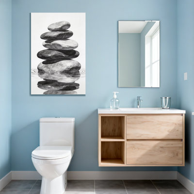 Abstract Stacked Stones Water Reflection Art Print