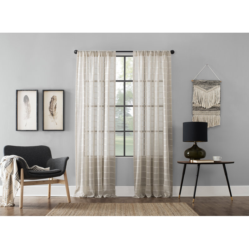 Natural Linen Blend Sheer Rod Pocket Window Panel, 52" x 84"