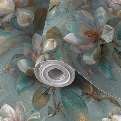 Papier peint adhésif auto-adhésif en PVC, adhésif mural amovible avec imprimé floral mystique sans couture, imperméable pour la décoration intérieure - Rouleau