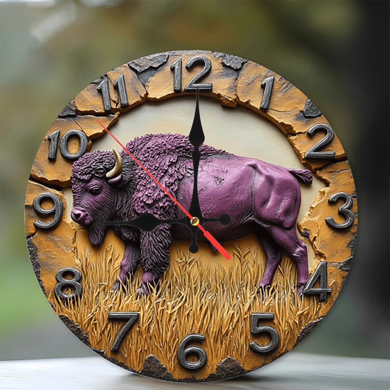 Horloge murale mauve à motif rustique