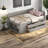 Space-saving Gray Daybed With Wood Storage Drawers And Shelves