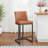 Forsyth 24" Brown Counter Stool with Upholstered Faux Leather and Black Metal Frame-747227813