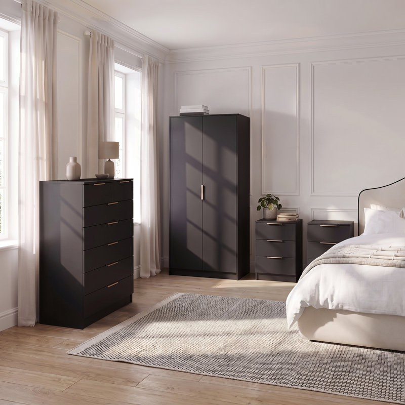 Glenhaven 4 Piece Bedroom Set, Pitch Black