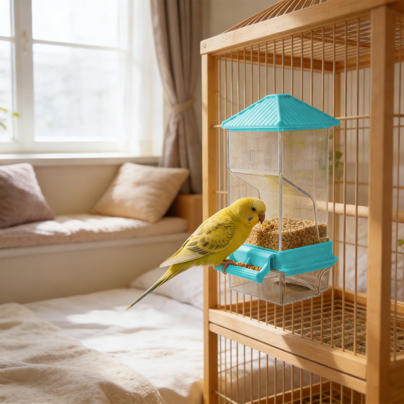 Mangeoire automatique automatique pour perroquets pour petits oiseaux, bleu, Bleu