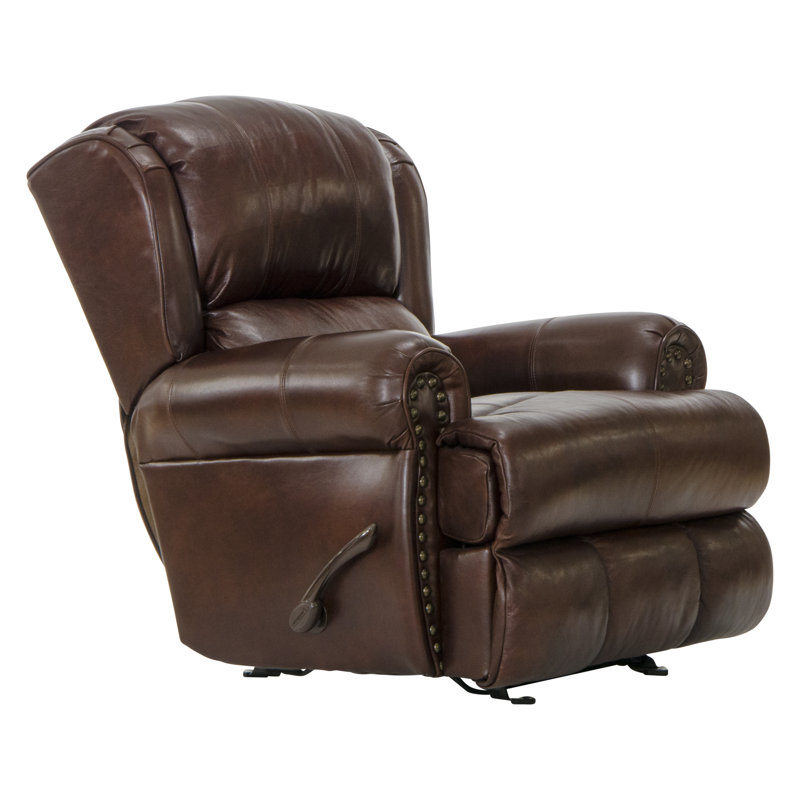 Fauteuil inclinable en cuir italien Woodville, Cuir assorti noyer, Manuel