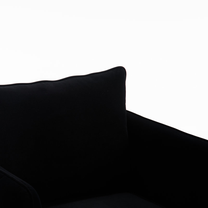 Modern, Single, Accent Chair, Black Velvet, Plump Pillow, Non - Slip Pads, Bedroom, Comfortable, Good Structure Mid-century Metal Legs, Living Room, Office Reading, Soft, , Easy To Install