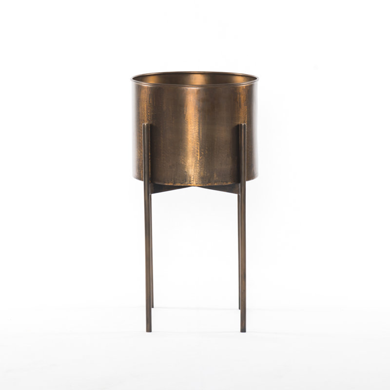 Pot à fleur en fer Brinley, Laiton délavé, H 26 po x l 15 po x P 15 po