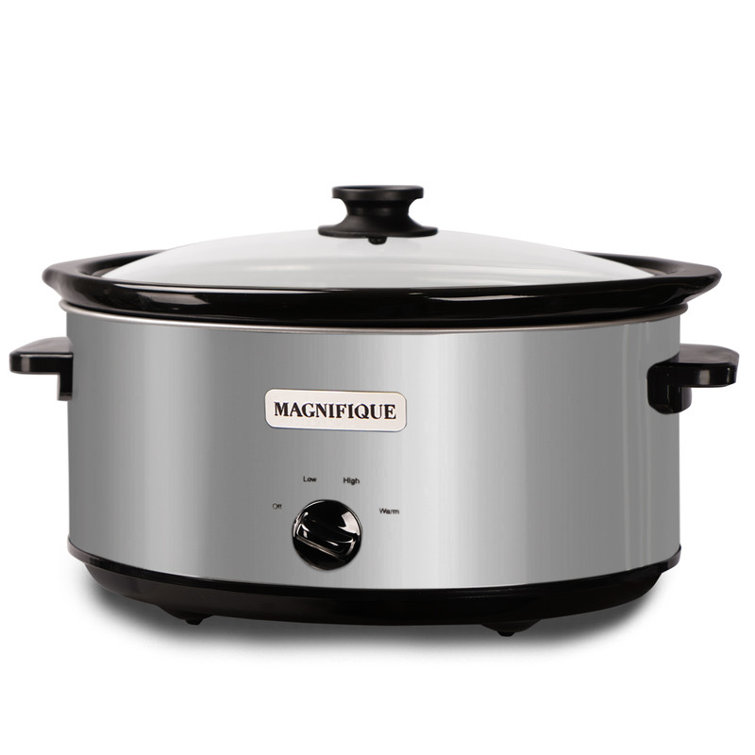  Magnifique 6 Quart Programmable Slow Cooker, Kitchen Appliances,  Perfect Kitchen Small Appliance for Family Dinners, Black Stainless Steel:  Home & Kitchen