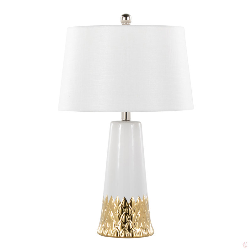 Lampe de table contemporaine 22 "avec corps et abat-jour blanc Penelope