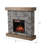 Modern Ember Raeford 40" Faux Stone Brick Surround With Wood Mantel, Includes 18" Electric Fireplace