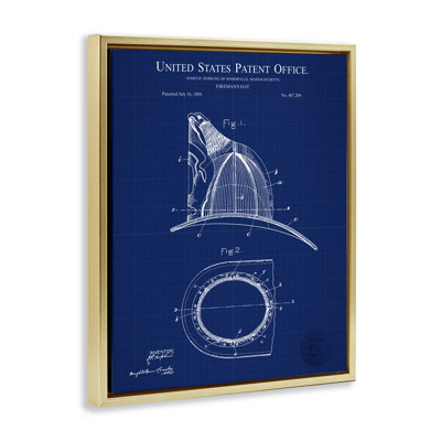 "Fireman's Hat Blueprint", art mural sur toile flottante par Karl Hronek