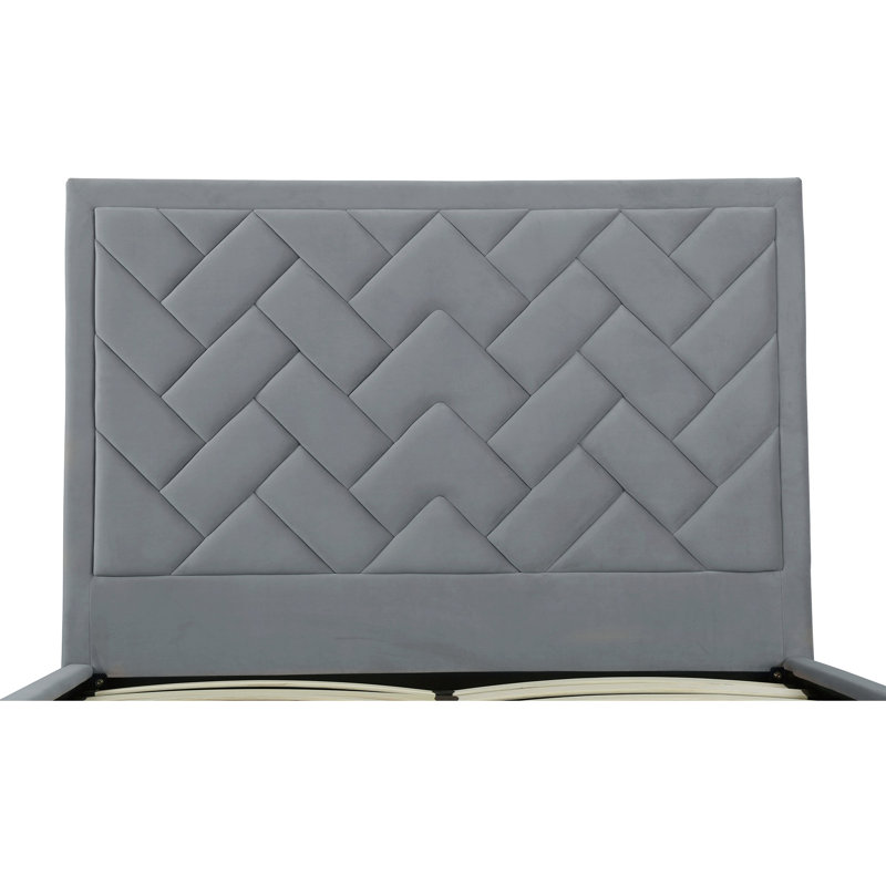 Lit plateforme en bois d'eucalyptus Crosby, Grand, Gris