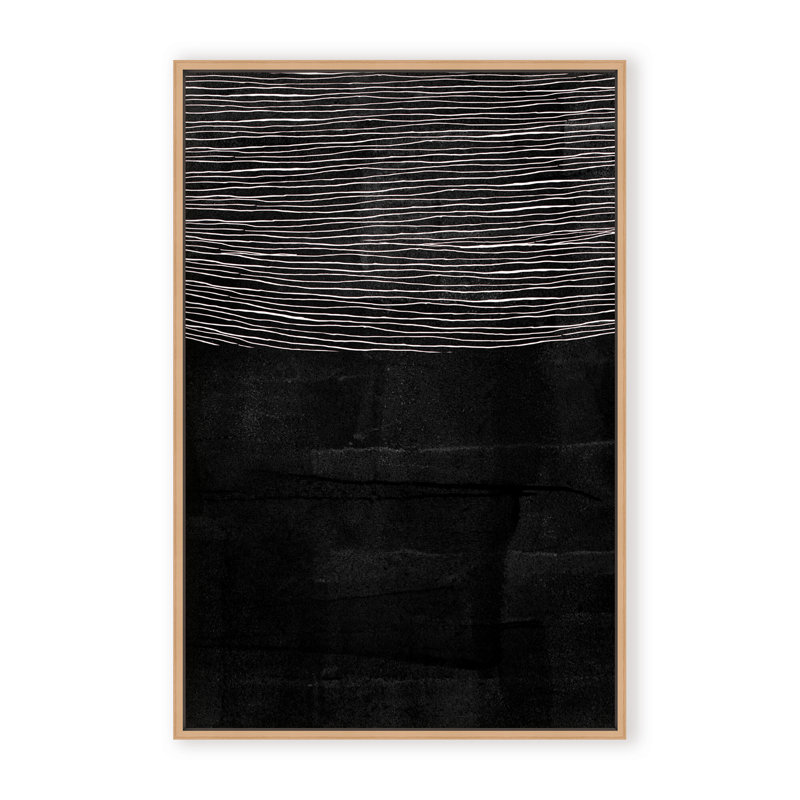 Abstract Blackened Line by  - Picture Frame Painting on Paper, 24" H x 16" W x 1.125" D, Framed Matted Print, Black