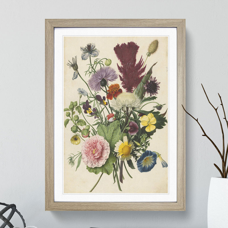 Flowers by Herman Henstenburgh - Framed Print, 90cm H x 65cm W x 2cm D, Oak Framed