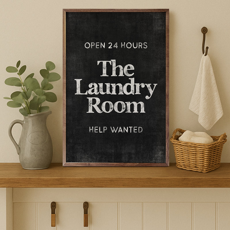 The Laundry Room Wall Art, Black, 16" H x 10" W