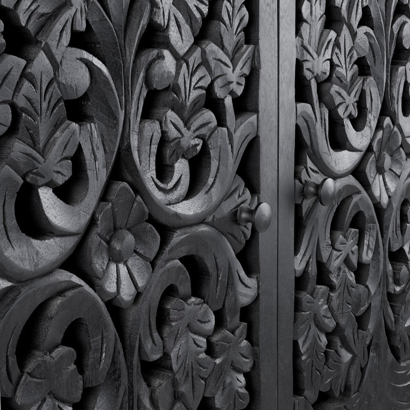 2-Door Black Tall Accent Cabinet