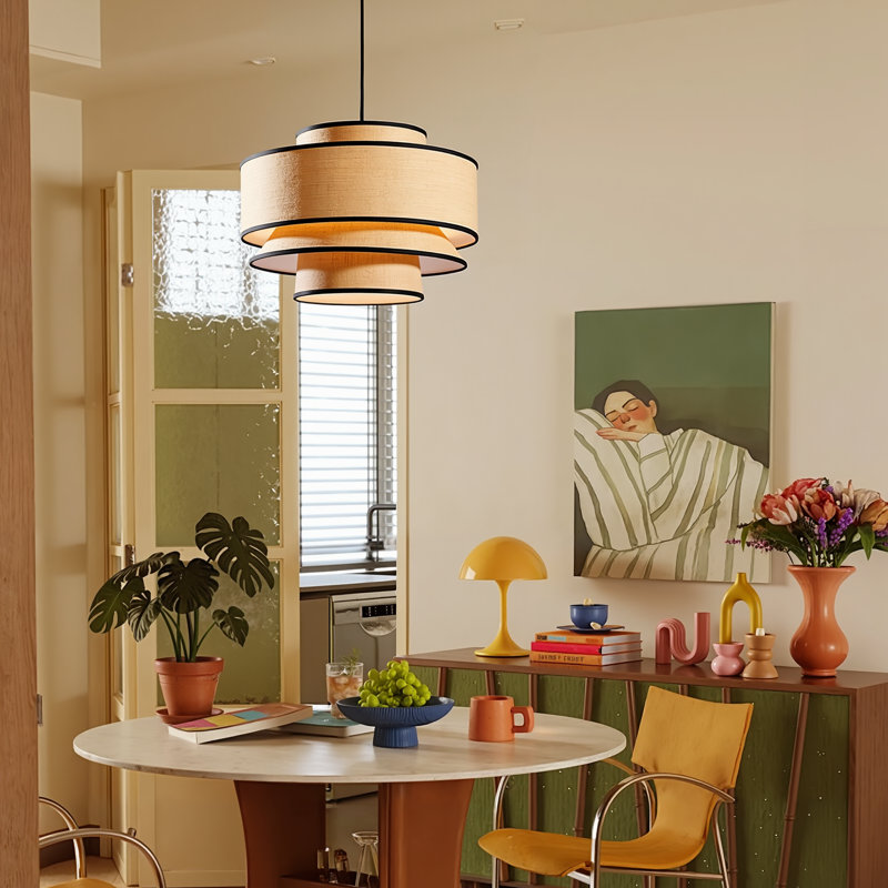 Îlot de cuisine 1 lumière minimaliste en tissu, H 13,78 po x l 19,69 po x P 19,69 po