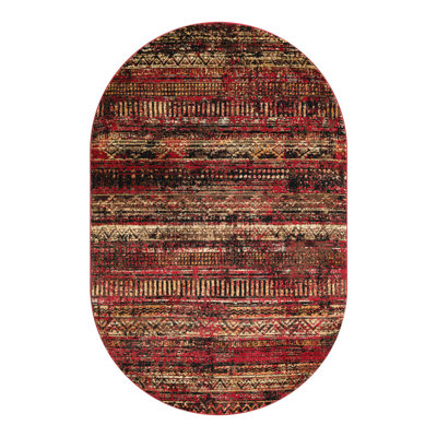 Blakely Geometric Area Rug in Burgundy/Brown/Black