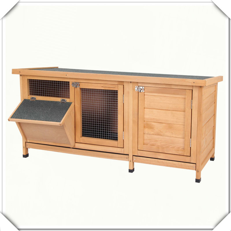 Grand cage à petits lapins en bois, Jaune, H 21,3 po x l 44 po x P 19,8 po