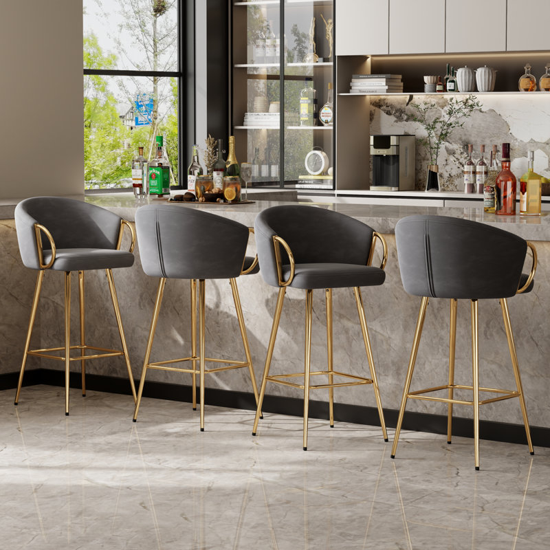 Tabouret de bar de luxe avec tabouret de bar et tabouret de bar 30 po, 4, Gray
