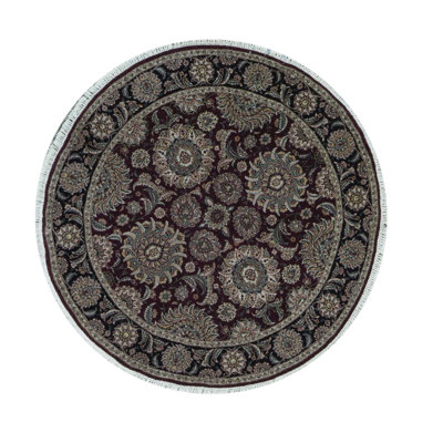 Wool Oriental Area Rug in Wine/Black