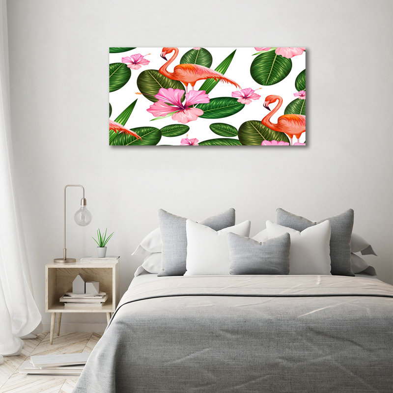 Flamingos And Plants - Wrapped Canvas Print