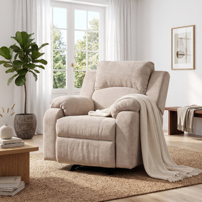 Fauteuil inclinable à réglage manuel, fauteuil lounge rembourré en chenille avec dossier à 3 positions