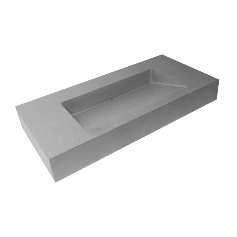 Gray Matte Ceramic Rectangular Wall-Mount Bathroom Sink
