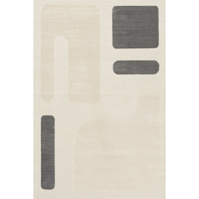 Aura Collection Living Room Rugs Abstract Design in Grey