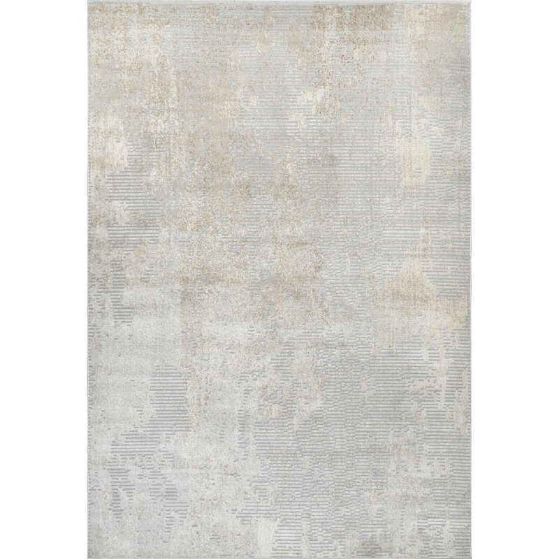Abstract Light Gray Area Rug, Rectangle 8'10" x 12'